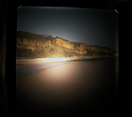 View of Omaha Beach through the ground glass of the Deardorff 8x10 camera with 8 1/4" Dagor Lens. 